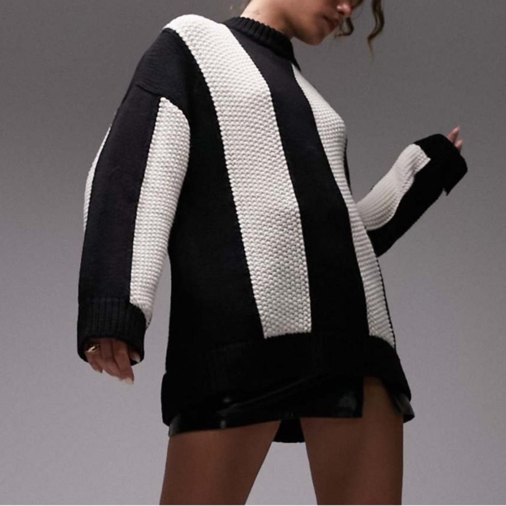 Topshop Black and White Striped Sweater